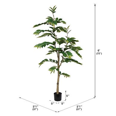 Vickerman Potted Artificial Green Nandina Tree Floor Decor