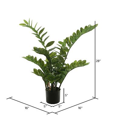 Vickerman 28-Inch Artificial Green Zamifolia Potted Bush Floor Decor