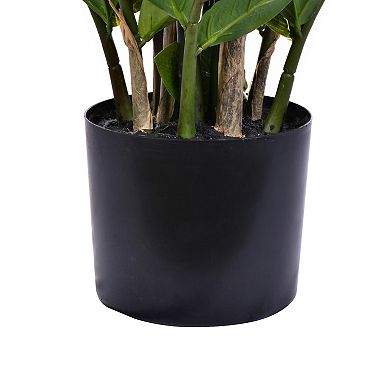 Vickerman 28-Inch Artificial Green Zamifolia Potted Bush Floor Decor