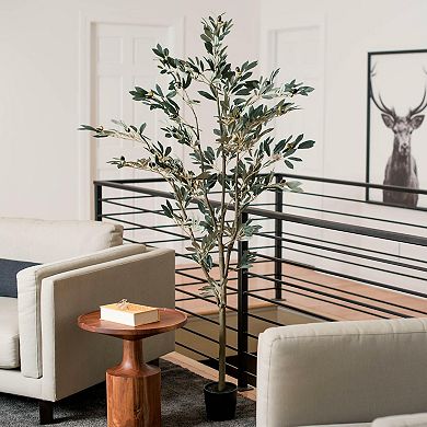 Vickerman Artificial Potted Olive Tree Floor Decor
