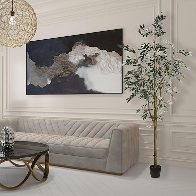 Vickerman Artificial Potted Olive Tree Floor Decor