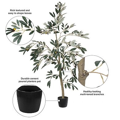 Vickerman Artificial Potted Olive Tree Floor Decor