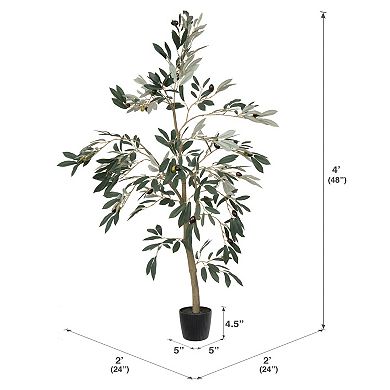 Vickerman Artificial Potted Olive Tree Floor Decor