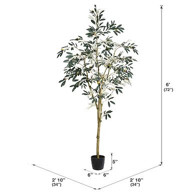 Vickerman Artificial Potted Olive Tree Floor Decor