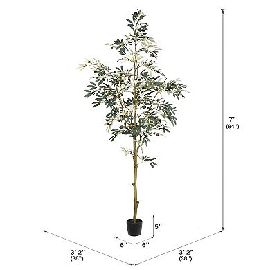 Vickerman Artificial Potted Olive Tree Floor Decor