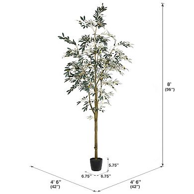 Vickerman Artificial Potted Olive Tree Floor Decor