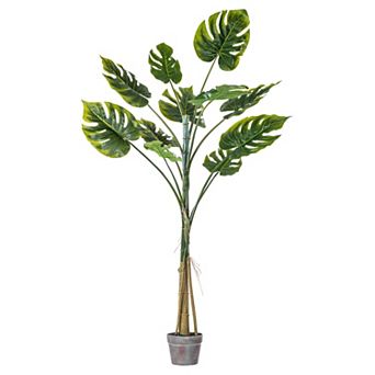 Vickerman 54-Inch Artificial Potted Grand Split Philodendron Tree Floor Decor
