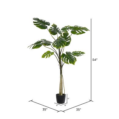 Vickerman 54-Inch Artificial Potted Grand Split Philodendron Tree Floor Decor