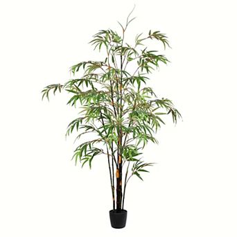 Vickerman Artificial Potted Black Japanese Bamboo Tree Floor Decor