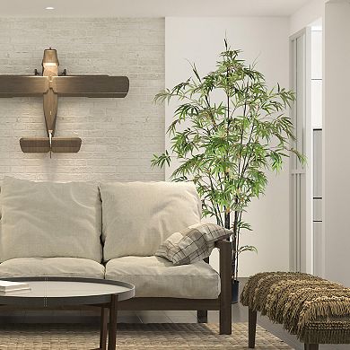 Vickerman Artificial Potted Black Japanese Bamboo Tree Floor Decor