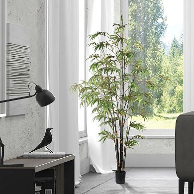 Vickerman Artificial Potted Black Japanese Bamboo Tree Floor Decor