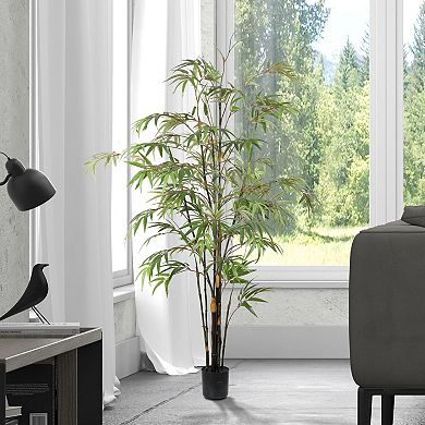 Vickerman Artificial Potted Black Japanese Bamboo Tree Floor Decor