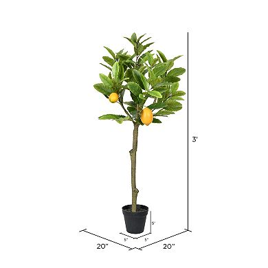 Vickerman 3' Artificial Potted Lemon Tree Floor Decor