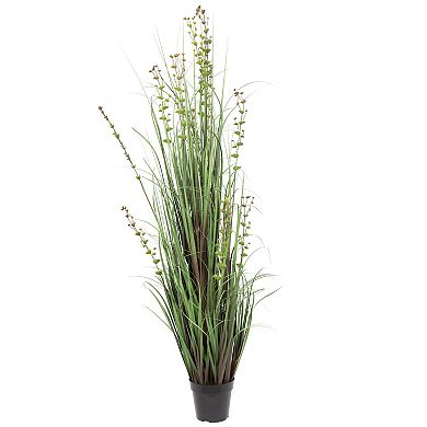 Vickerman 60" Artificial Potted Green Grass and Eucalyptus
