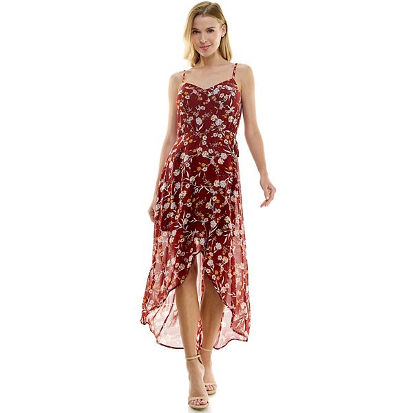 Juniors' Printed Lace-Up Maxi Dress main image 0