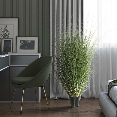 Vickerman 60" PVC Artificial Potted Green Curled Grass