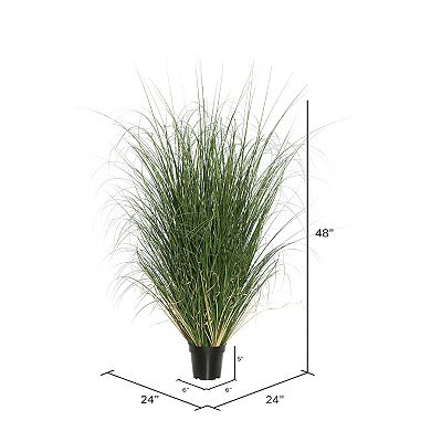 Vickerman 60" PVC Artificial Potted Green Curled Grass