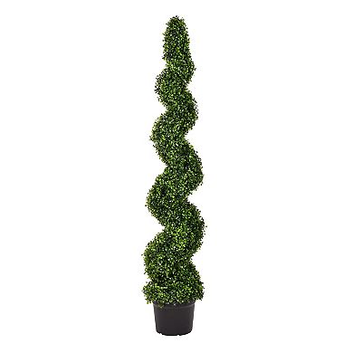 Vickerman 6' Artificial Potted Green Boxwood Spiral Tree