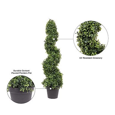 Vickerman 6' Artificial Potted Green Boxwood Spiral Tree