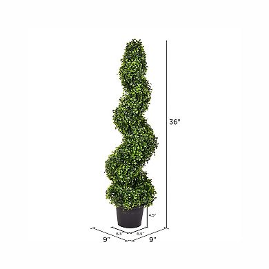 Vickerman 6' Artificial Potted Green Boxwood Spiral Tree