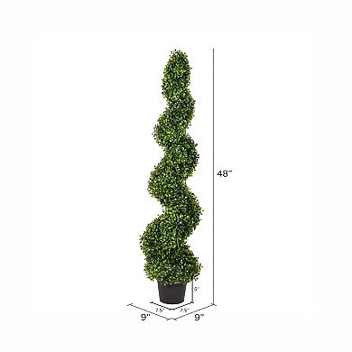Vickerman 6' Artificial Potted Green Boxwood Spiral Tree