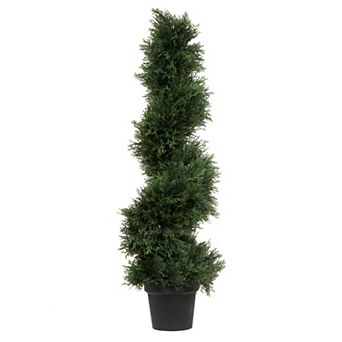 Vickerman 4' Artificial Potted Green Cedar Spiral Tree