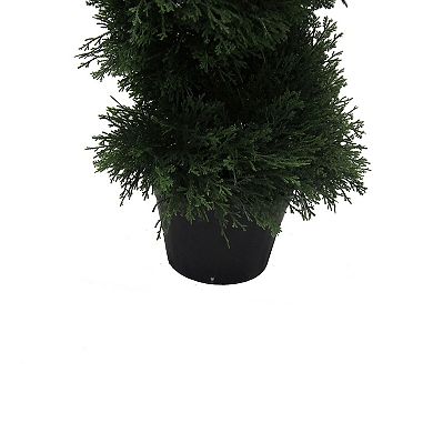 Vickerman 4' Artificial Potted Green Cedar Spiral Tree