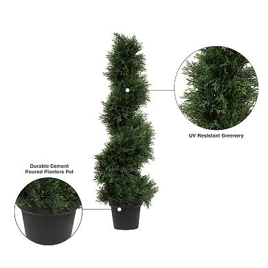 Vickerman 4' Artificial Potted Green Cedar Spiral Tree