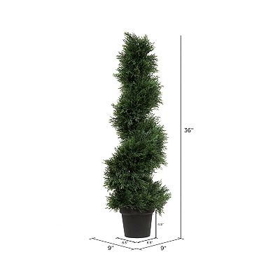 Vickerman 4' Artificial Potted Green Cedar Spiral Tree
