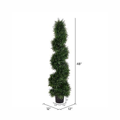 Vickerman 4' Artificial Potted Green Cedar Spiral Tree