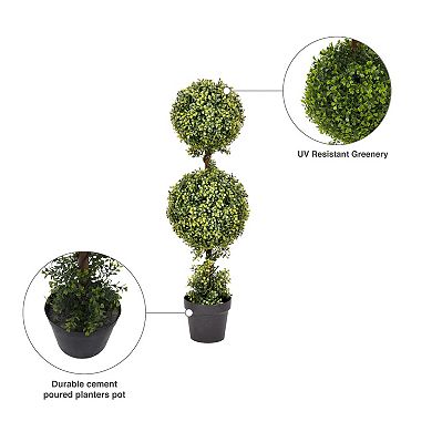 Vickerman 5' Artificial Triple Ball Green Boxwood Topiary