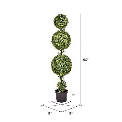 Vickerman 5' Artificial Triple Ball Green Boxwood Topiary