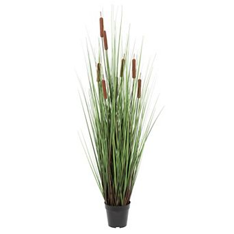 Vickerman 48" Artificial Potted Green Straight Grass and Cattails