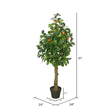 Vickerman 51" Artificial Green and Orange Real Touch Orange Tree