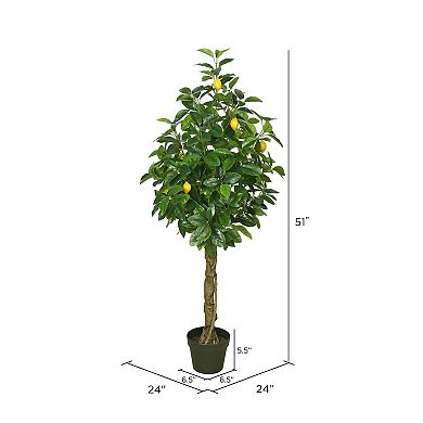 Vickerman 51" Artificial Green and Yellow Real Touch Lemon Tree
