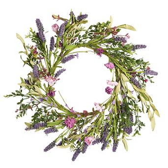 Vickerman 24" Artificial Purple Lilac Wild Flower Wreath