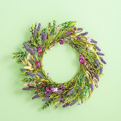 Vickerman 24" Artificial Purple Lilac Wild Flower Wreath