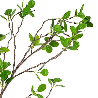 Vickerman 72" Artificial Milan Leaf Tree in Black Planters Pot