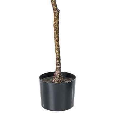 Vickerman 72" Artificial Milan Leaf Tree in Black Planters Pot