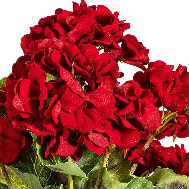 Vickerman 18" Artificial Red Geranium Bush 4 Pack