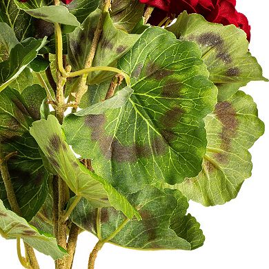 Vickerman 18" Artificial Red Geranium Bush 4 Pack