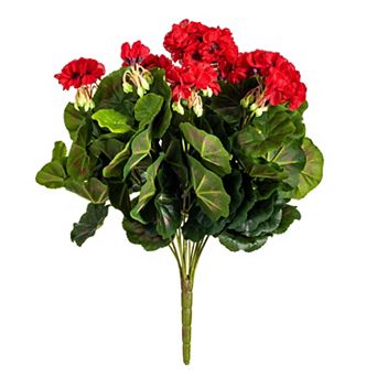 Vickerman 17.5" Artificial Red Polyester Geranium Bush