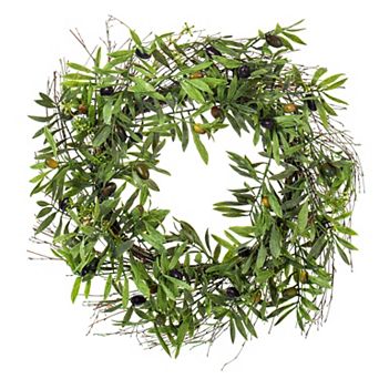 Vickerman 24" Artificial Green Olive Leaf Wreath