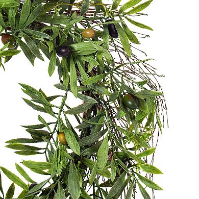 Vickerman 24" Artificial Green Olive Leaf Wreath