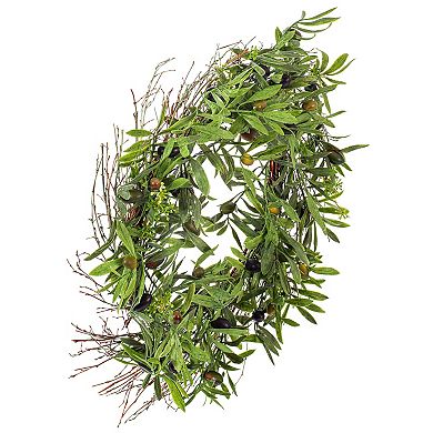 Vickerman 24" Artificial Green Olive Leaf Wreath