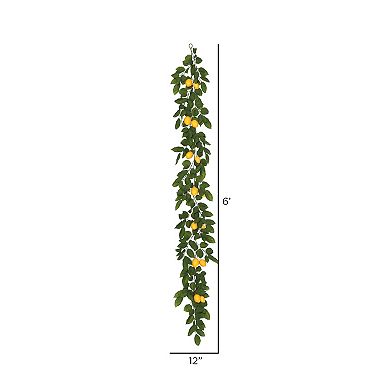 Vickerman 6' Artificial Green and Yellow Salal Leaf Lemon Garland