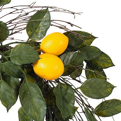 Vickerman 24" Artificial Green and Yellow Salal Leaf Lemon Wreath