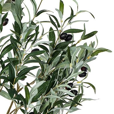 Vickerman 72" Artificial Green Olive Tree in Black Planters Pot