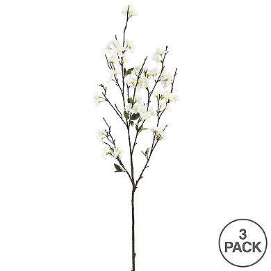 Vickerman 40" Artificial White Cherry Blossom Spray 3 Pack