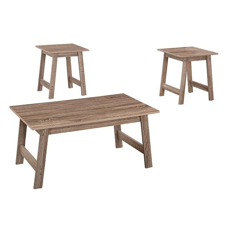 Monarch Transitional Coffee & End Table 3-piece Set, Dark Brown
